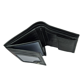 Preview: Elegante Geldtasche Nappa Leder Geldtasche mit RFID-Schutz Hochformat schwarz